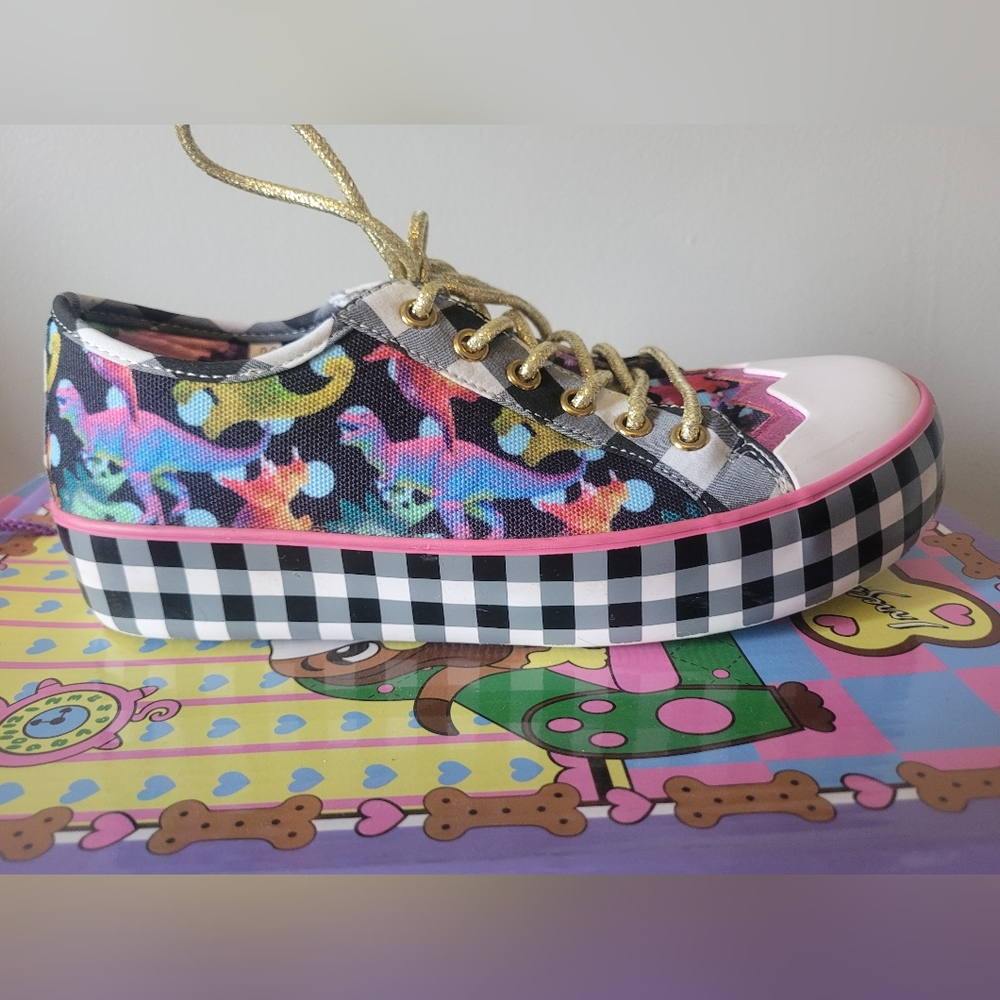 Irregular Choice Gingham Surprise Dino Sneakers, VGUC, Size 36 - Picture 8 of 12